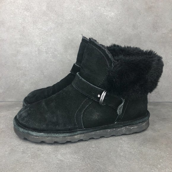 Bearpaw 2012 Koko Faux Fur Suede Ankle Boot Bootie, Black, Women's 9 - Picture 4 of 9